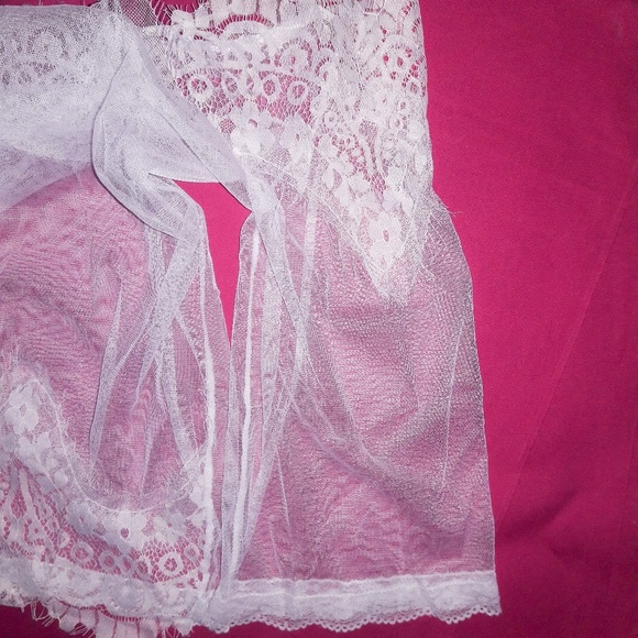 Cold Shoulder Sheer White Mesh Lace Babydoll Set - Picture 2 of 8
